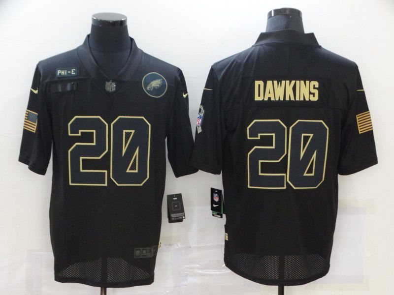 Men Philadelphia Eagles #20 Dawkins Black gold lettering 2020 Nike NFL Jersey->philadelphia eagles->NFL Jersey